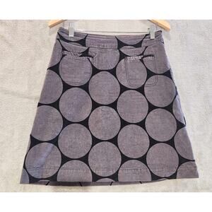 Boden Black Gray Velvet Circle Print A Line Skirt Size 12 Business Casual Office